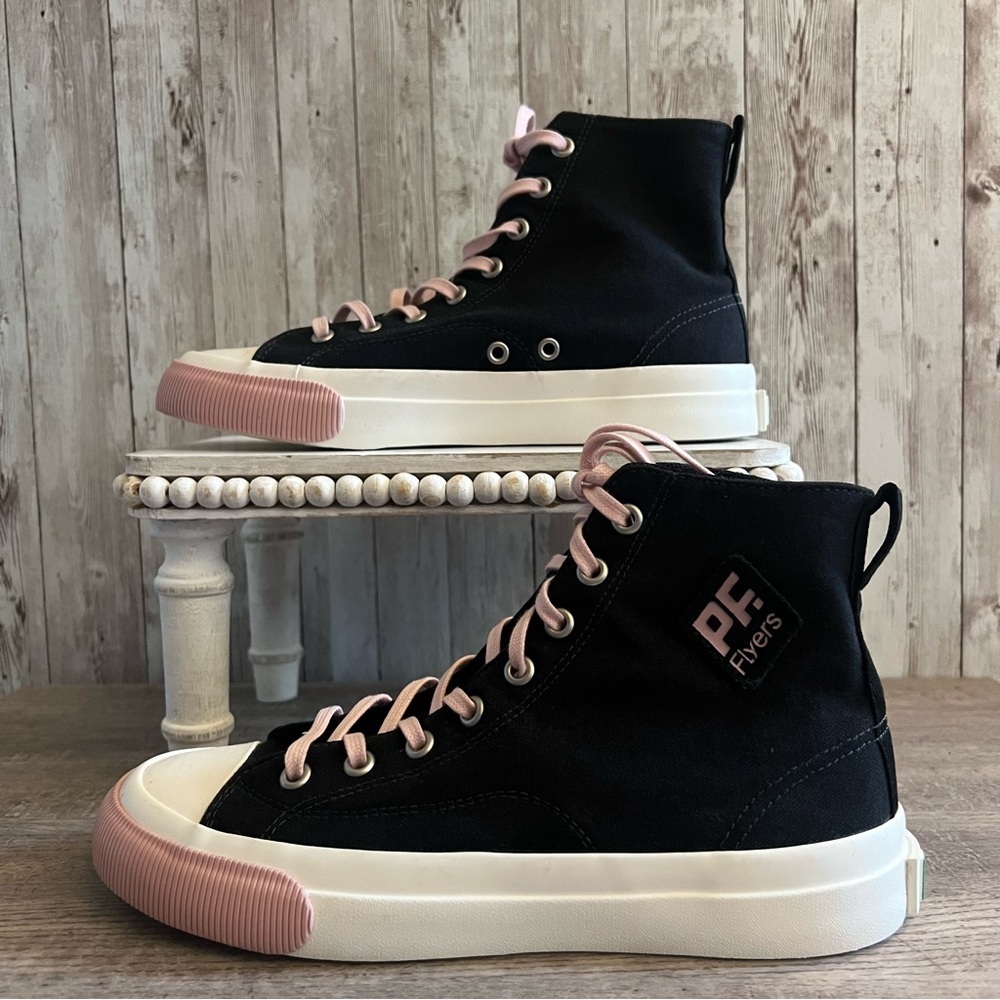P.F. Flyers Women's Black and Pink High-Tops All American Women’s 6.5, Men’s 5